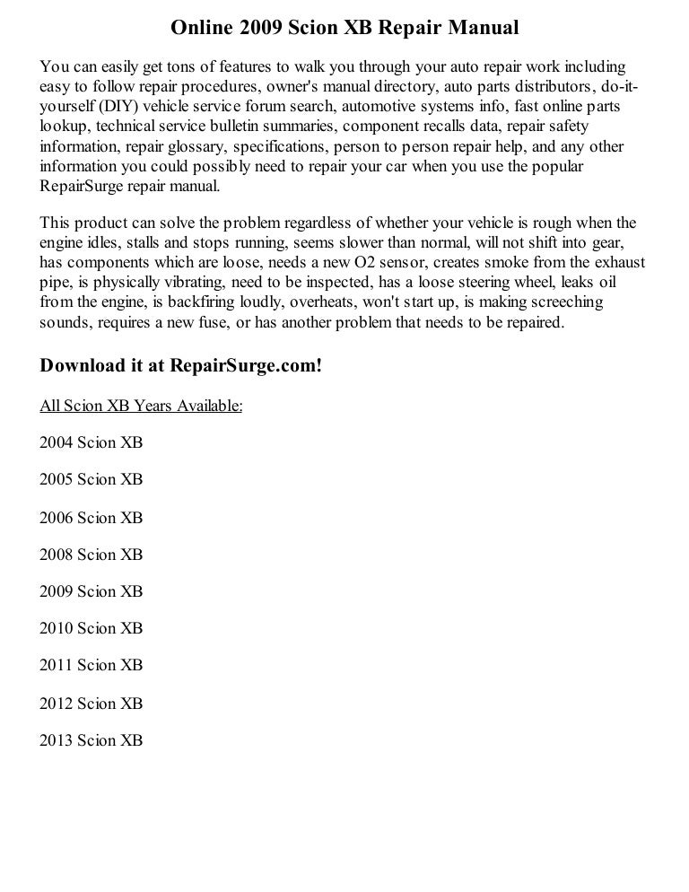 2006 scion xb owners manual